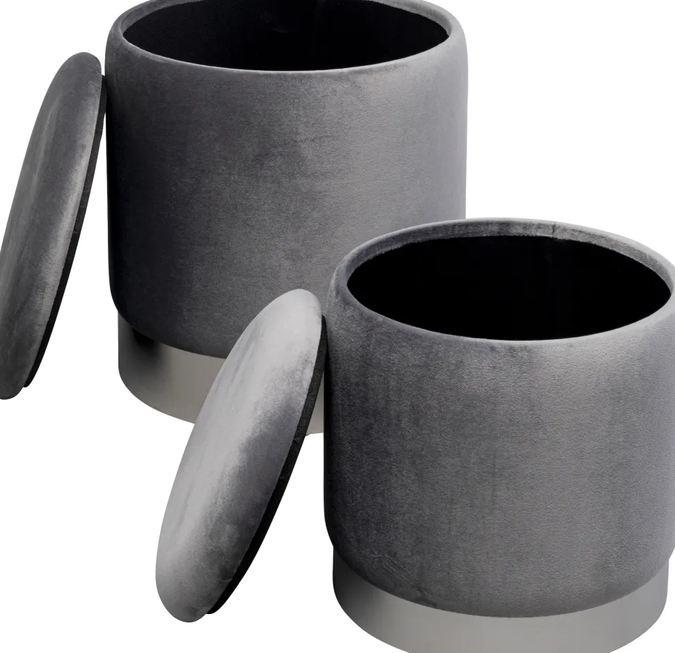 KARE Design Poef Cherry Storage Grey Silver (2/set) Fashion