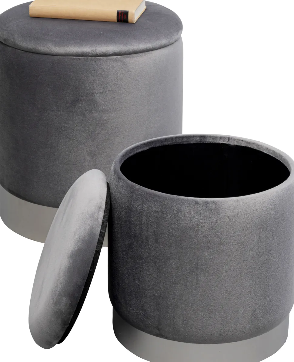 KARE Design Poef Cherry Storage Grey Silver (2/set) Fashion