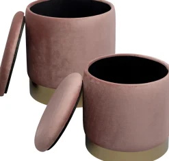 KARE Design Poef Cherry Storage Mauve Brass (2/set) Cheap