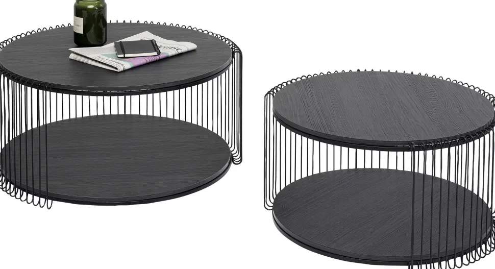 KARE Design Salontafel Wire Double Black Wood (2/set) Discount