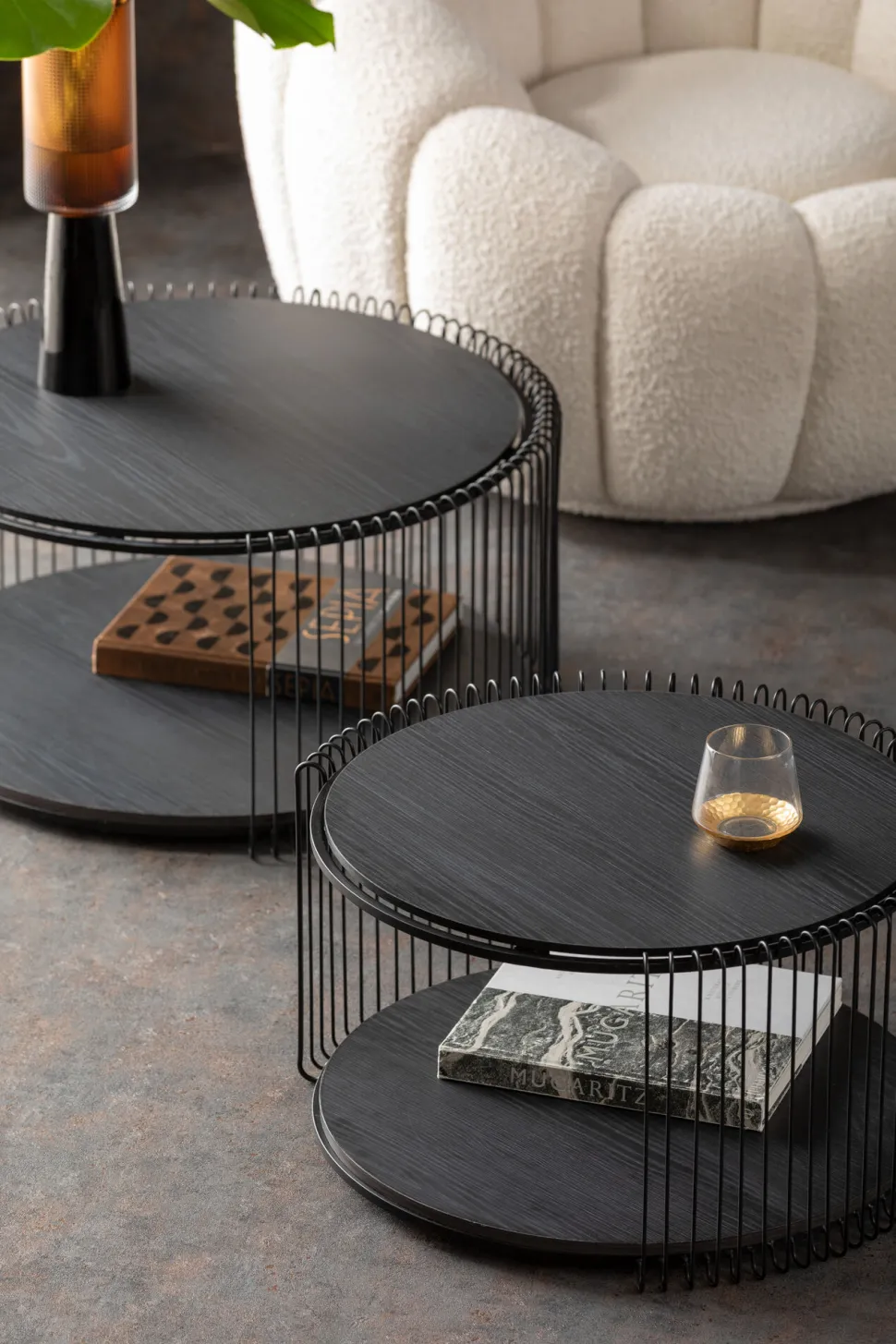 KARE Design Salontafel Wire Double Black Wood (2/set) Discount