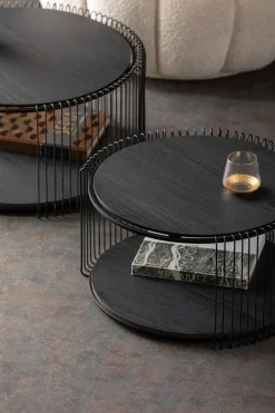 KARE Design Salontafel Wire Double Black Wood (2/set) Discount