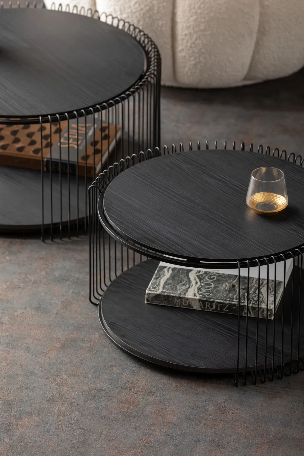 KARE Design Salontafel Wire Double Black Wood (2/set) Discount
