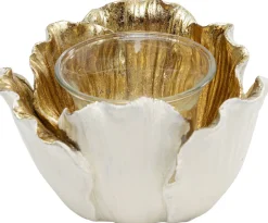 KARE Design Theelichthouder Flower Bloom Creme Goud Ø10cm Sale