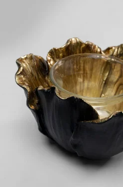 KARE Design Theelichthouder Flower Bloom Zwart Goud Ø10cm Best Sale