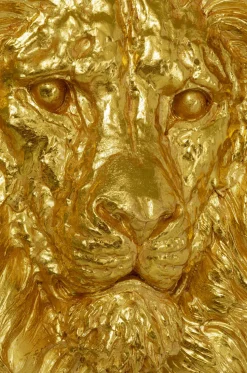 KARE Design Wanddecoratie Lion Head Gold 90x100cm Sale