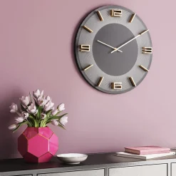 KARE Design Wandklok Leonardo Grijs-Goud Cheap