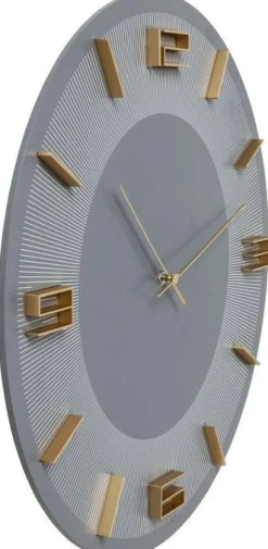 KARE Design Wandklok Leonardo Grijs-Goud Cheap