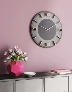 KARE Design Wandklok Leonardo Grijs-Goud Cheap
