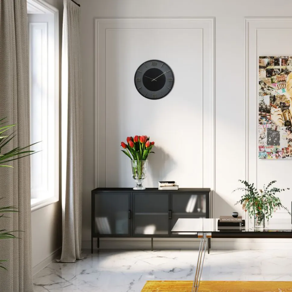 KARE Design Wandklok Leonardo Zwart-Goud 50cm Shop